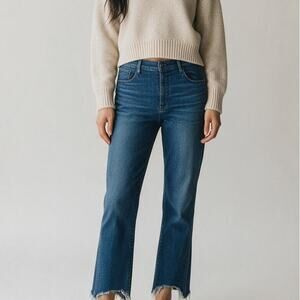 3x1 N.Y.C. Made Here Flare Slim Cropped High Rise Stretch Casual Jeans 32 Blue